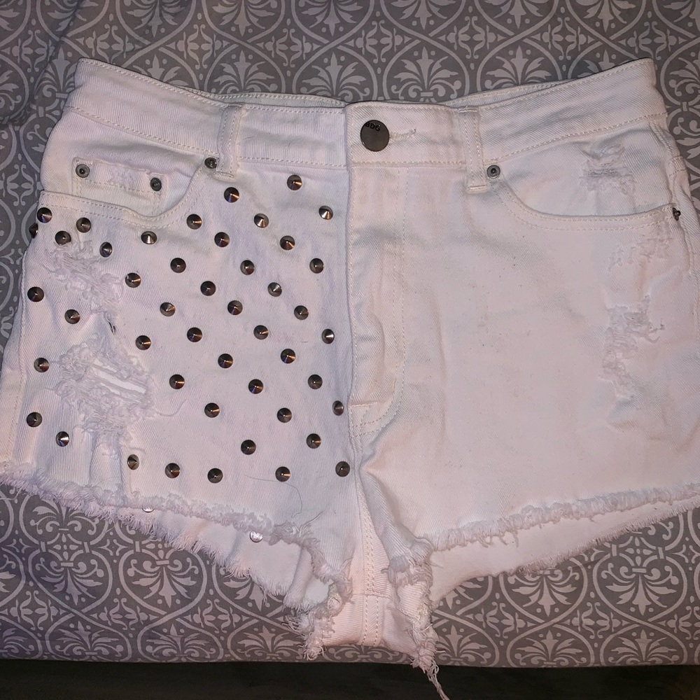 white studded shorts